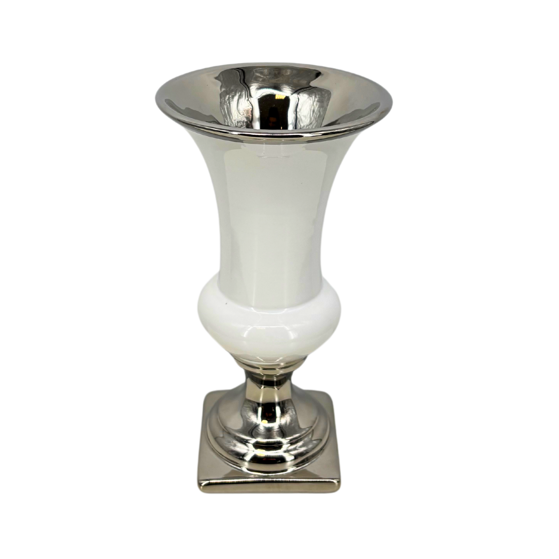 Vase Médicis Blanc et Argent