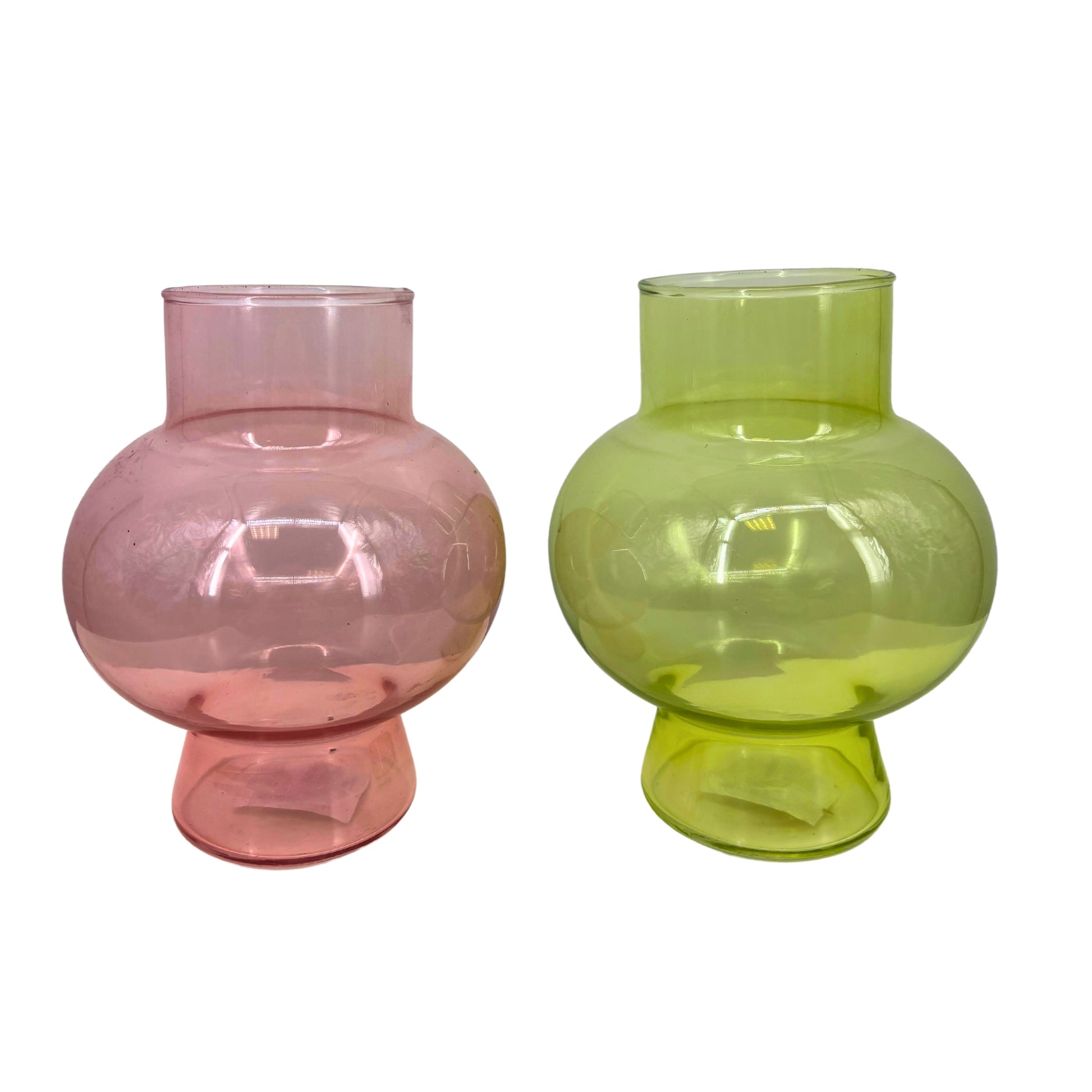 Vases en Verre Ballon Anis et Rose
