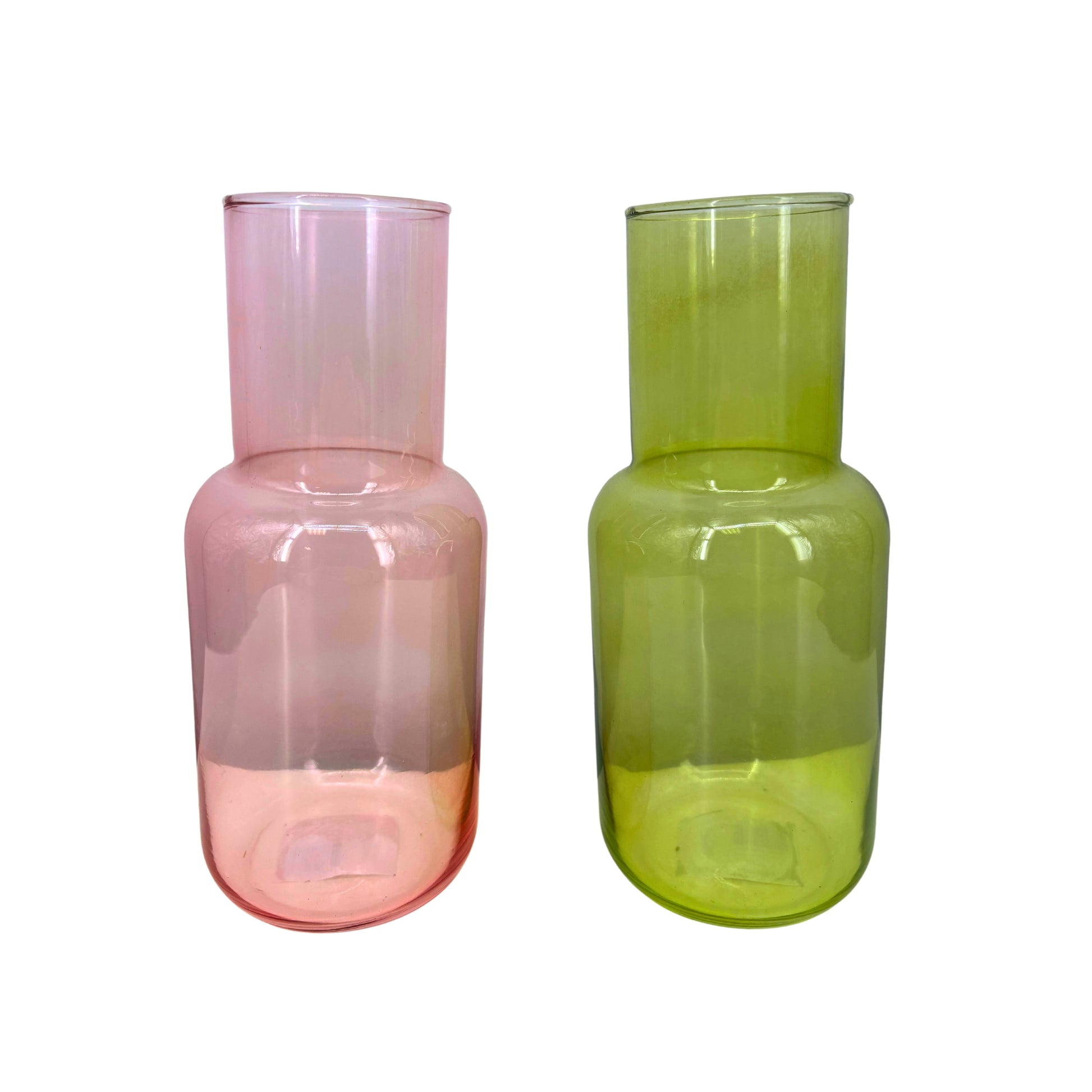 Vases en Verre Bouteille Anis et Rose