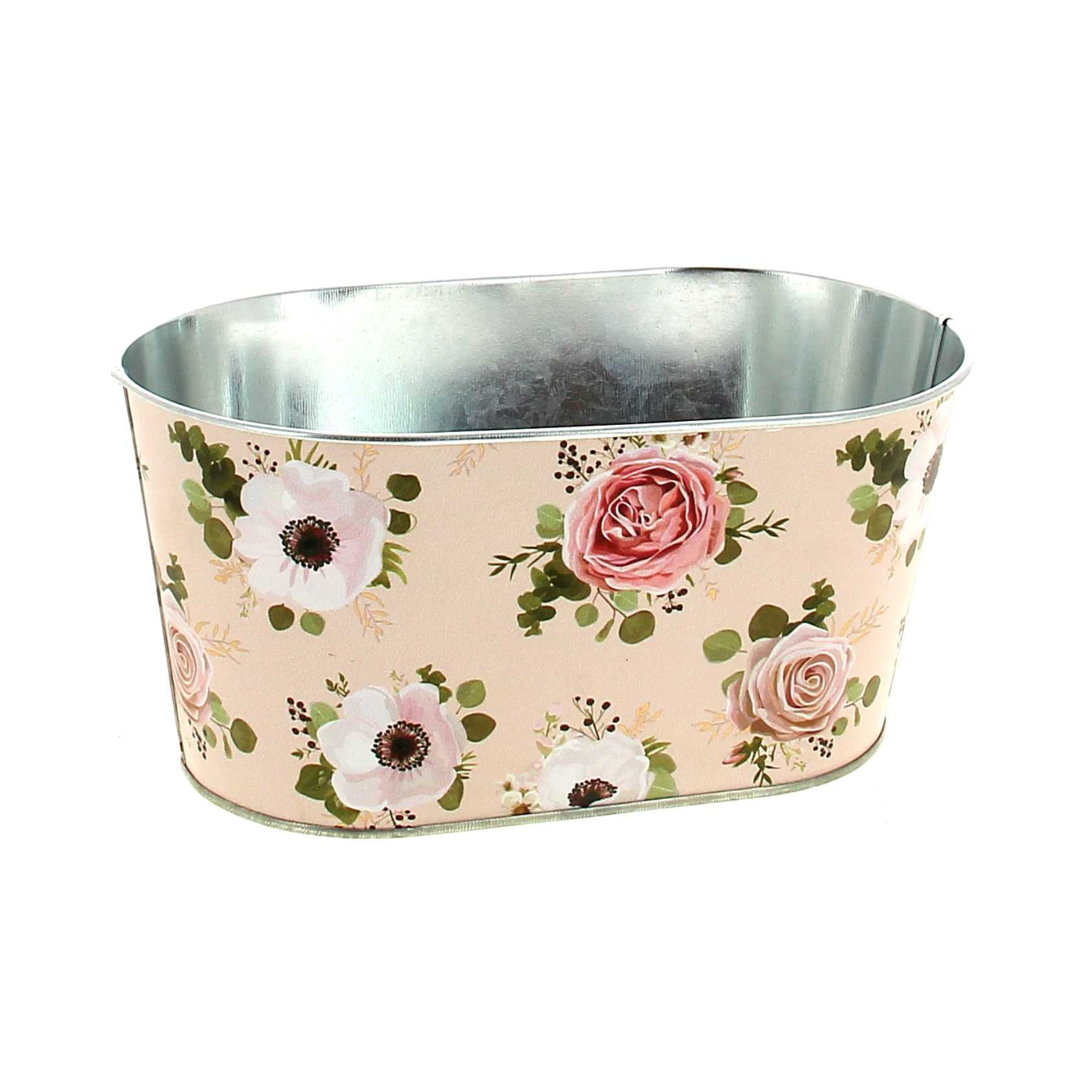 Jardinière Zinc Fleurs roses