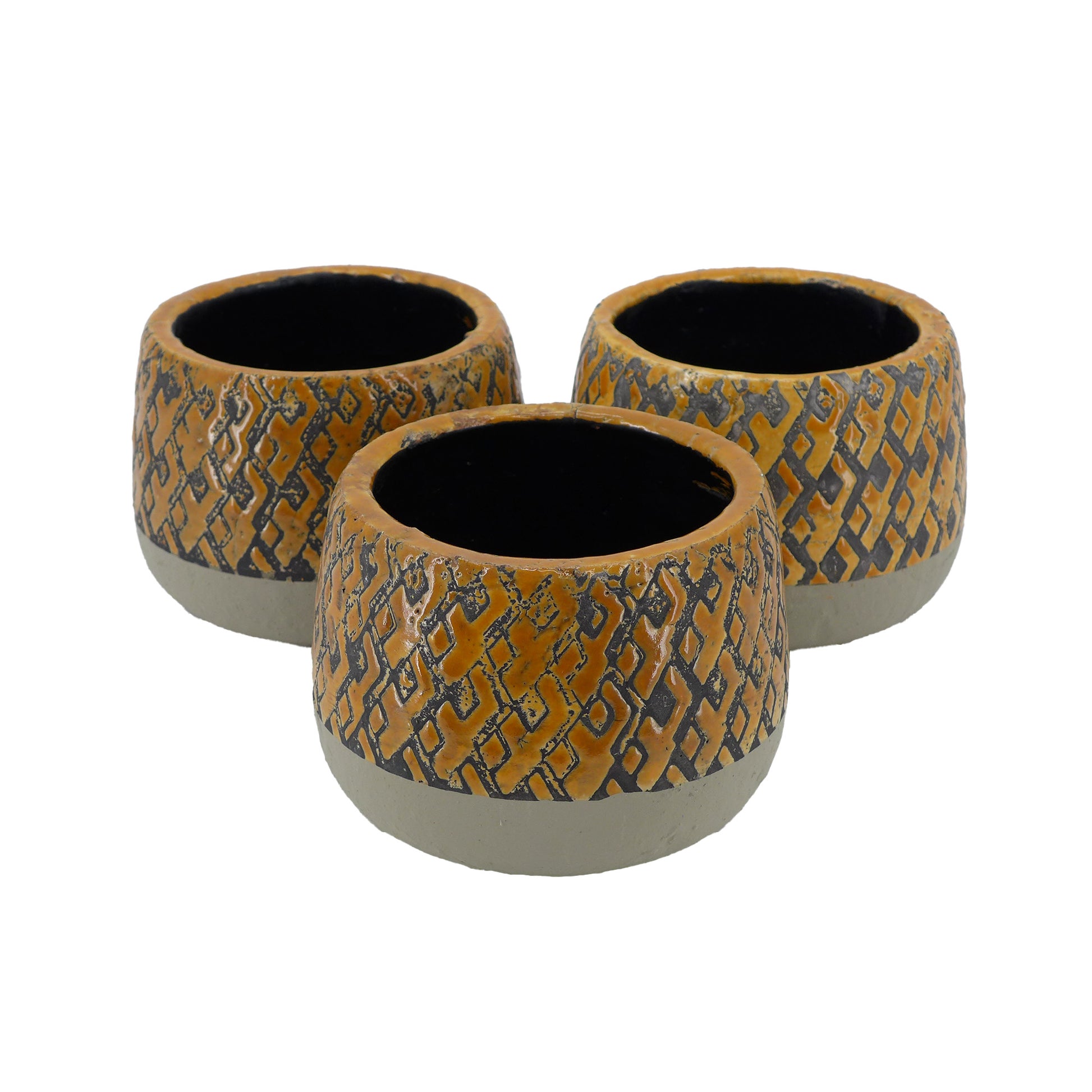 Cache-pot en Céramique Orange et Noir