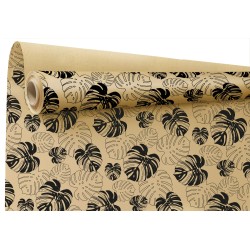 Rouleau Papier Kraft Motifs Monstera | Emballage Floral Tendance