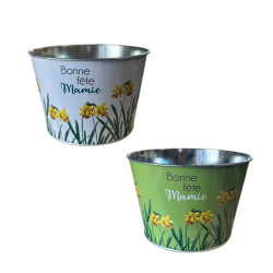 Cache-pots en zinc "Bonne fête Mamie" | Cadeau décoratif unique