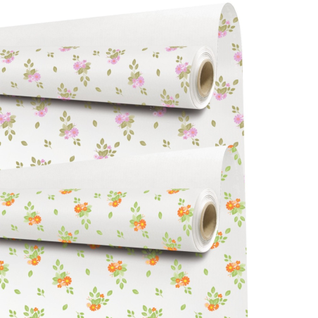 Rouleau Papier Kraft Corrina Motif Fleurs | Emballage Floral Élégant