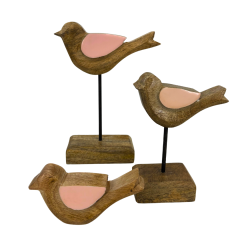 Oiseaux en Bois et Rose – Décoration Naturelle et Romantique pour Votre Intérieur