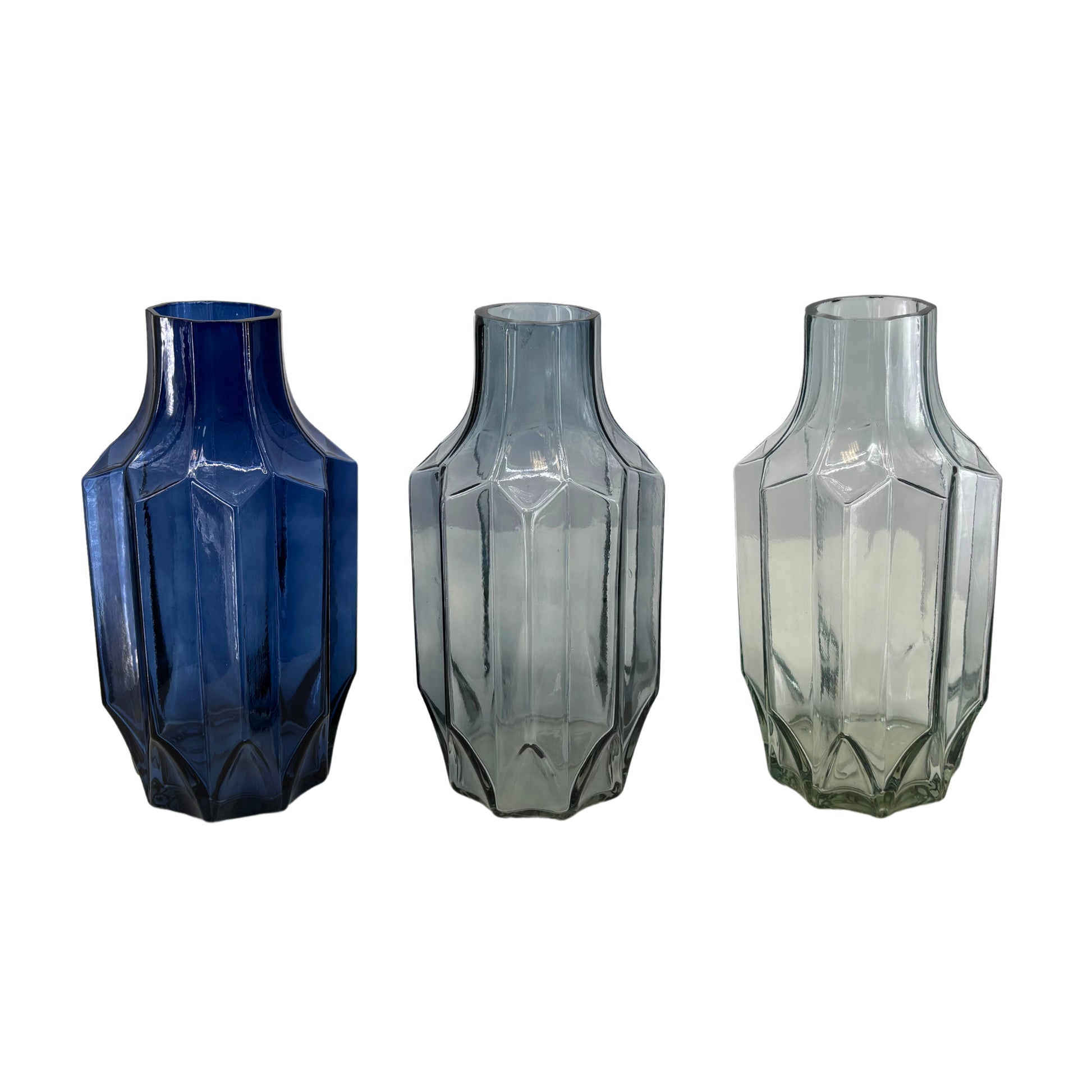 Vases Bouteille en Verre Bleu/Gris/Blanc
