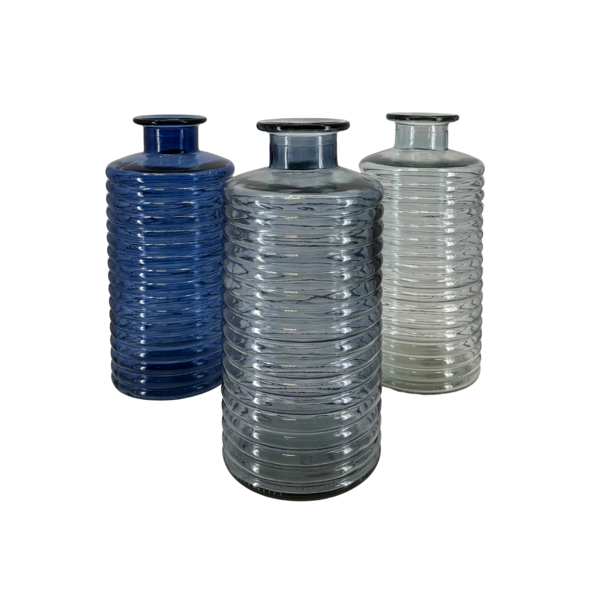 Vases Bouteille en Verre Bleu/Gris/Blanc