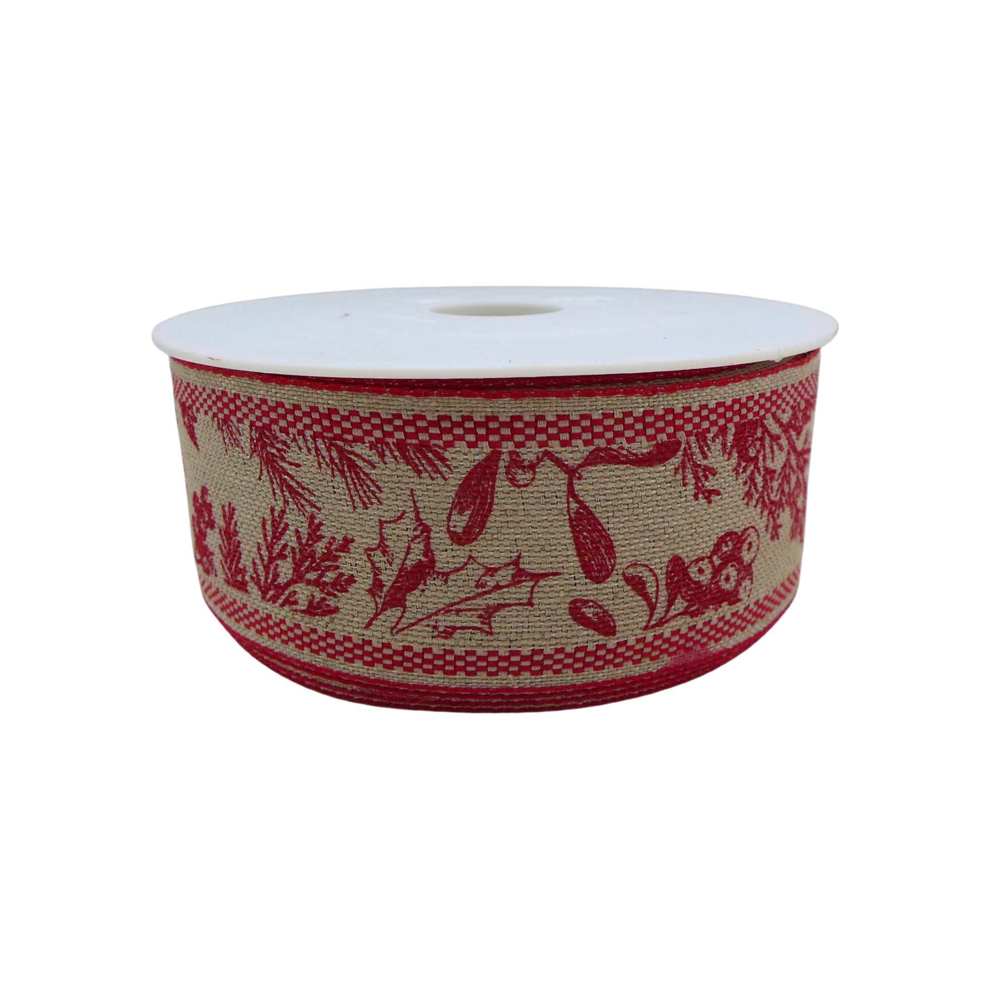 Ruban Jute naturel/rouge