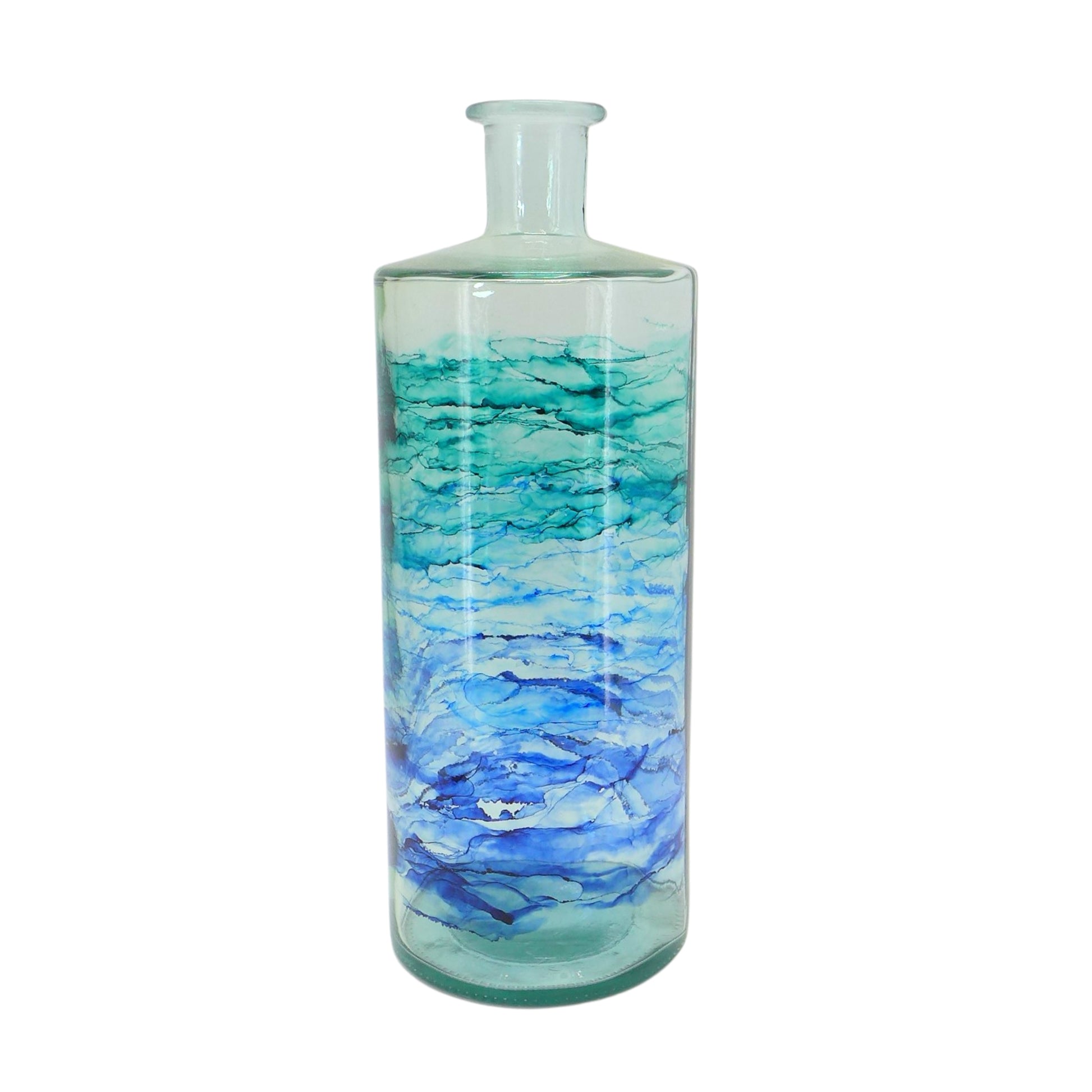 Bouteille bleu effet vague