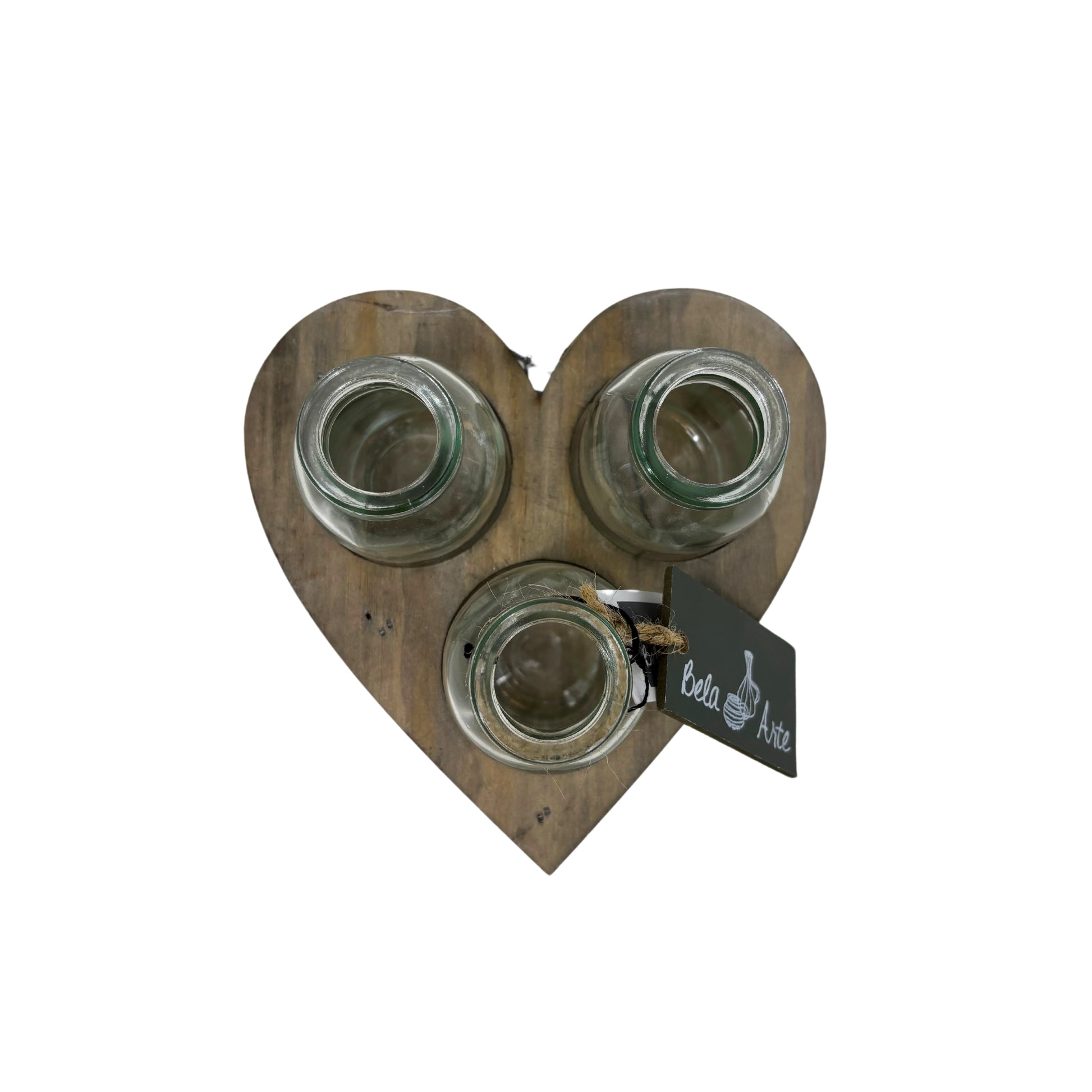 Support en Bois/Fer Cœur et 3 Bouteilles