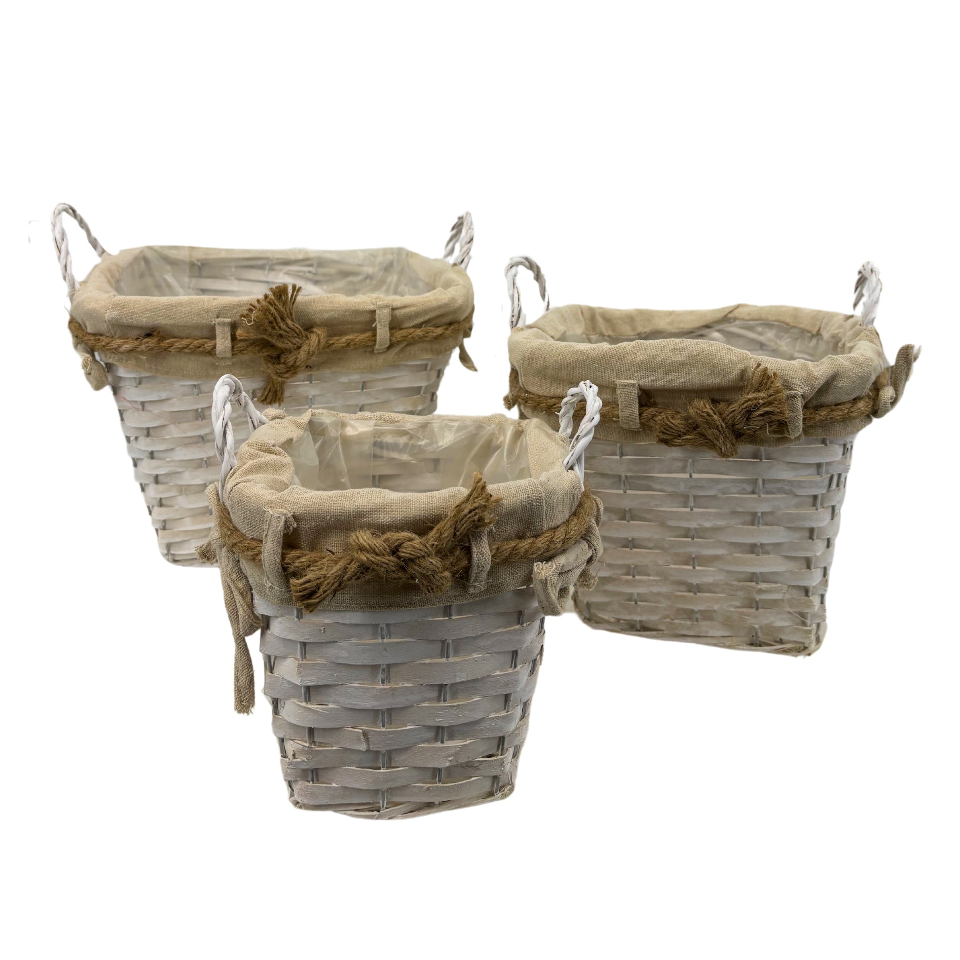 Cache-pots Carrés Vannerie Blanc Maddie