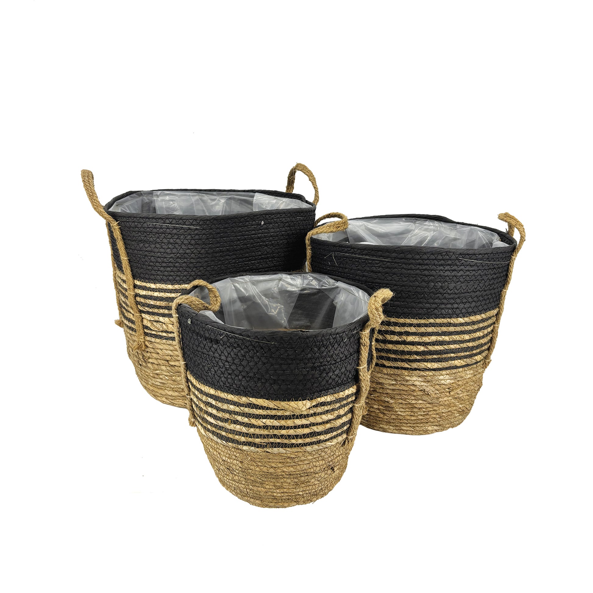 Cache-Pots Corde noir/écru