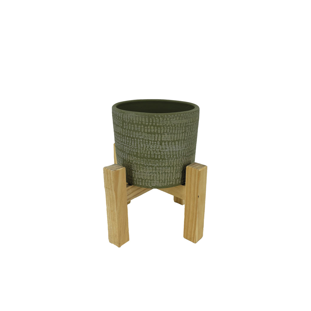 Cache-Pots Vert sur pied en Bois