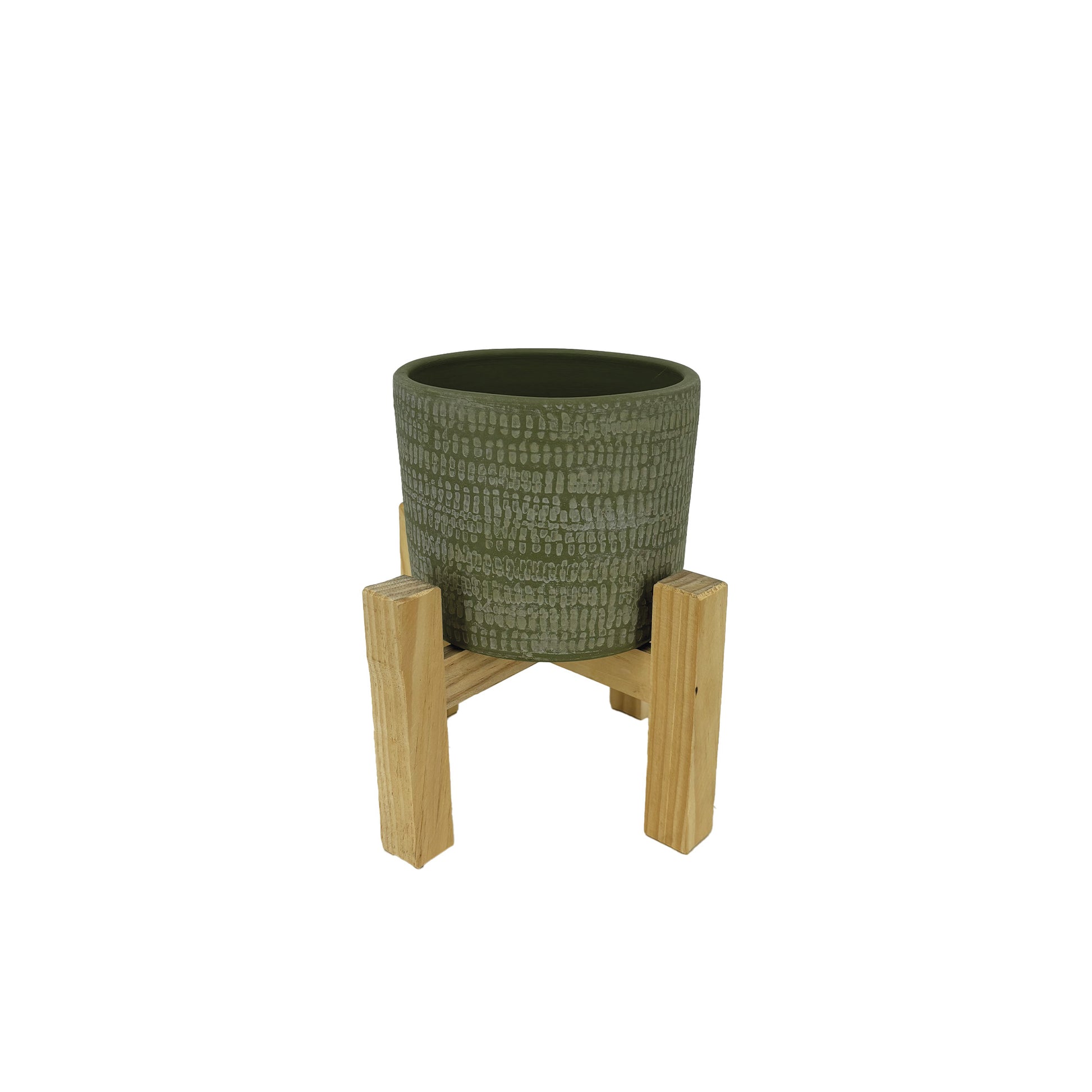 Cache-Pots Vert sur pied en Bois