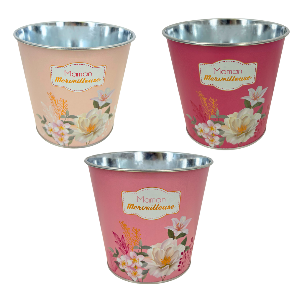 Cache-pots "Maman Merveilleuse" en Zinc