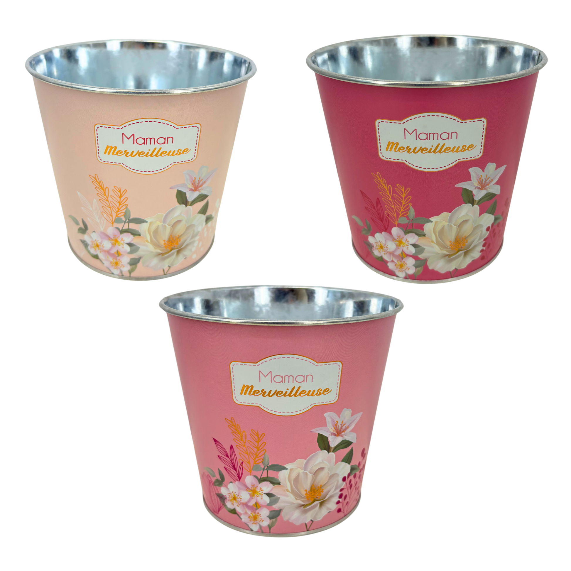 Cache-pots "Maman Merveilleuse" en Zinc