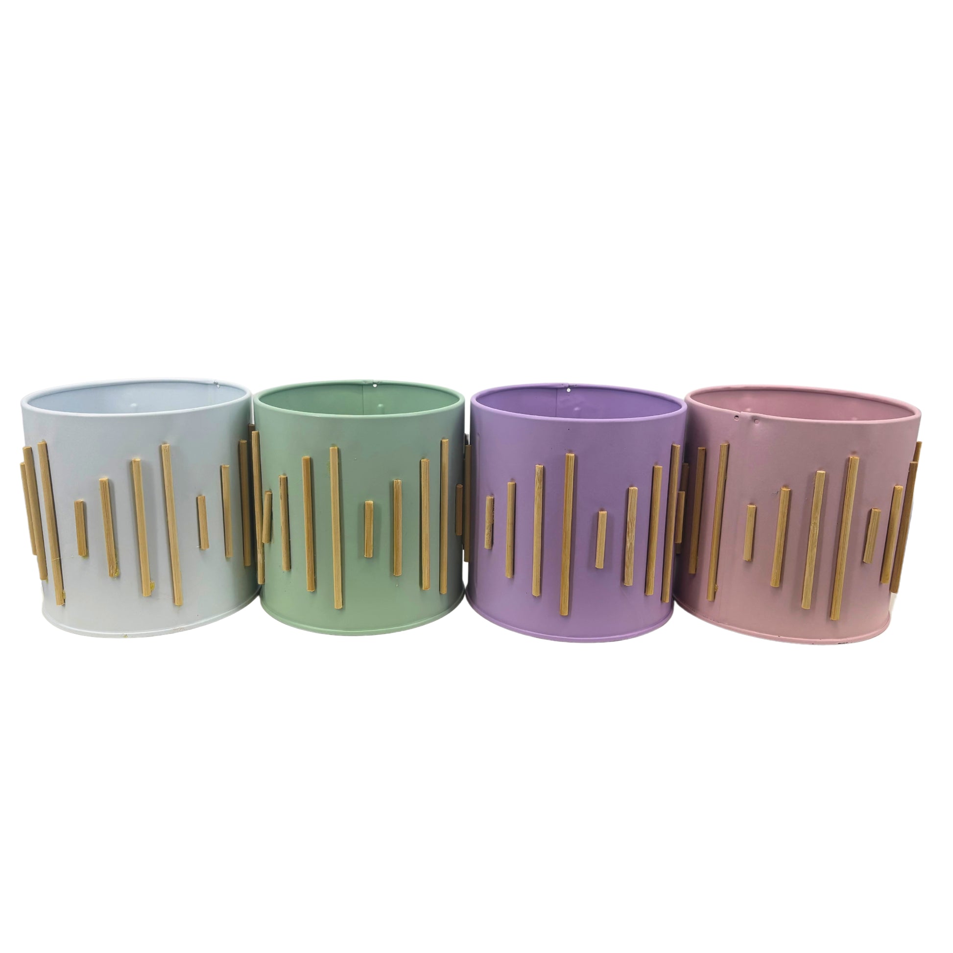 Cache-pots Pastel en Zinc avec Brindilles de bois