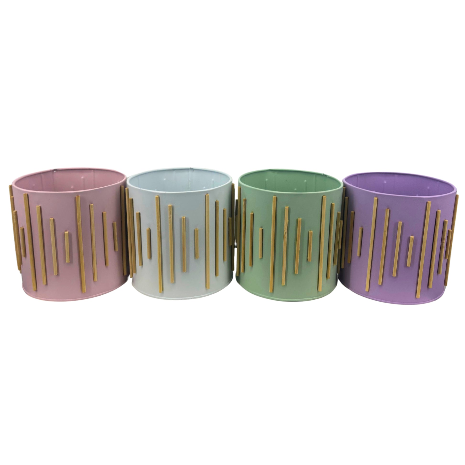 Cache-pots Pastel en Zinc avec Brindilles de bois