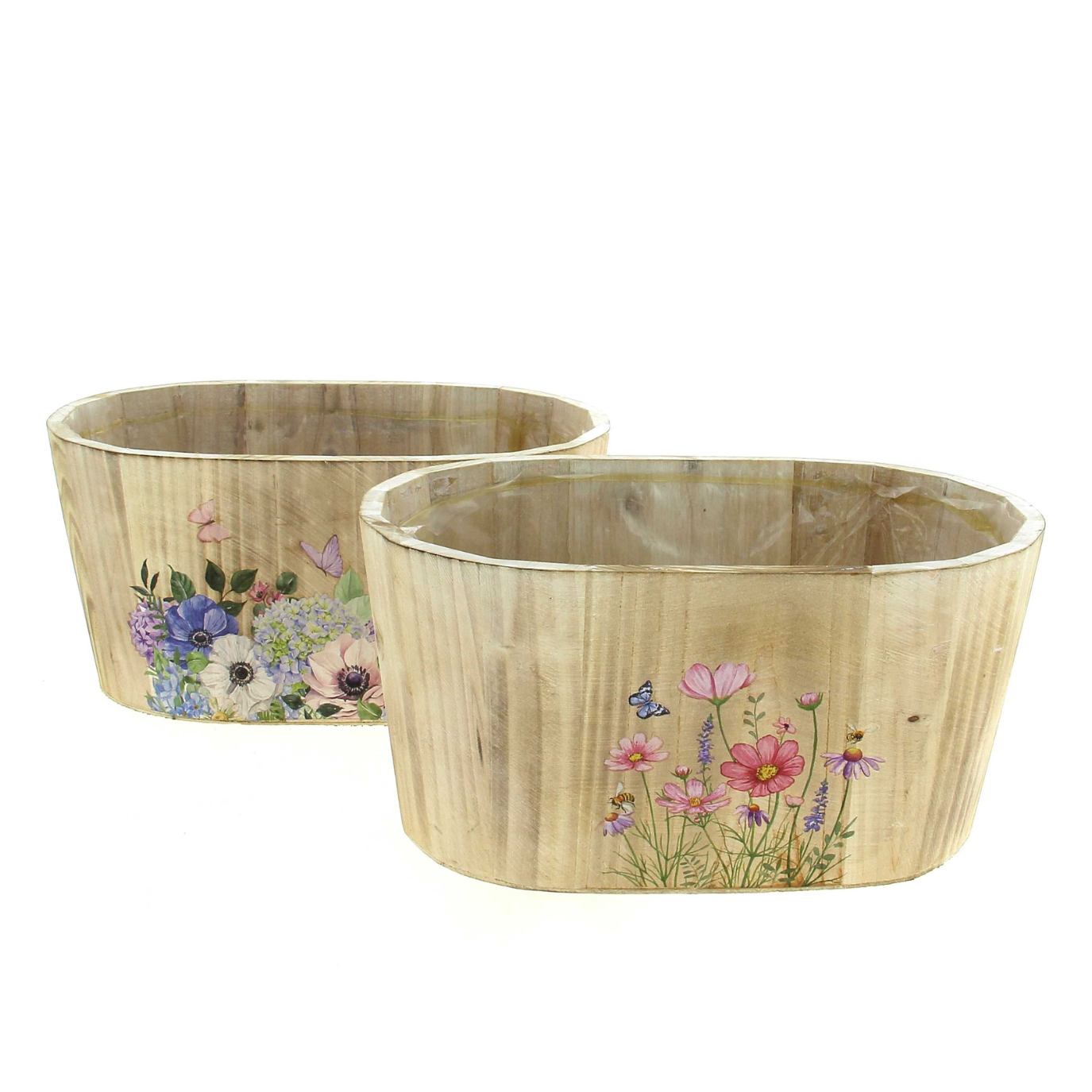 Jardinières en bois avec Fleurs
