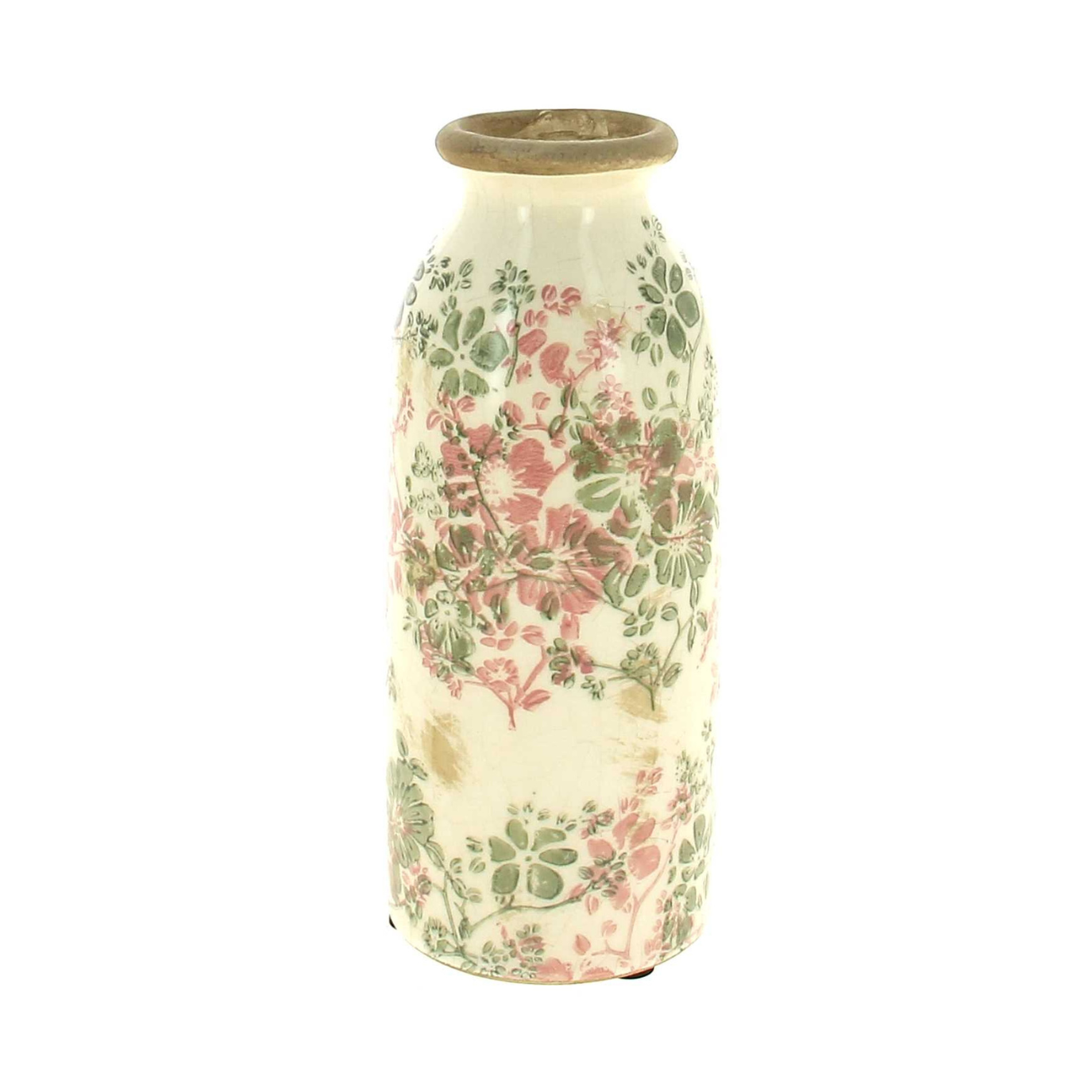 Vase Soliflore Antique en Céramique Fleurs Roses