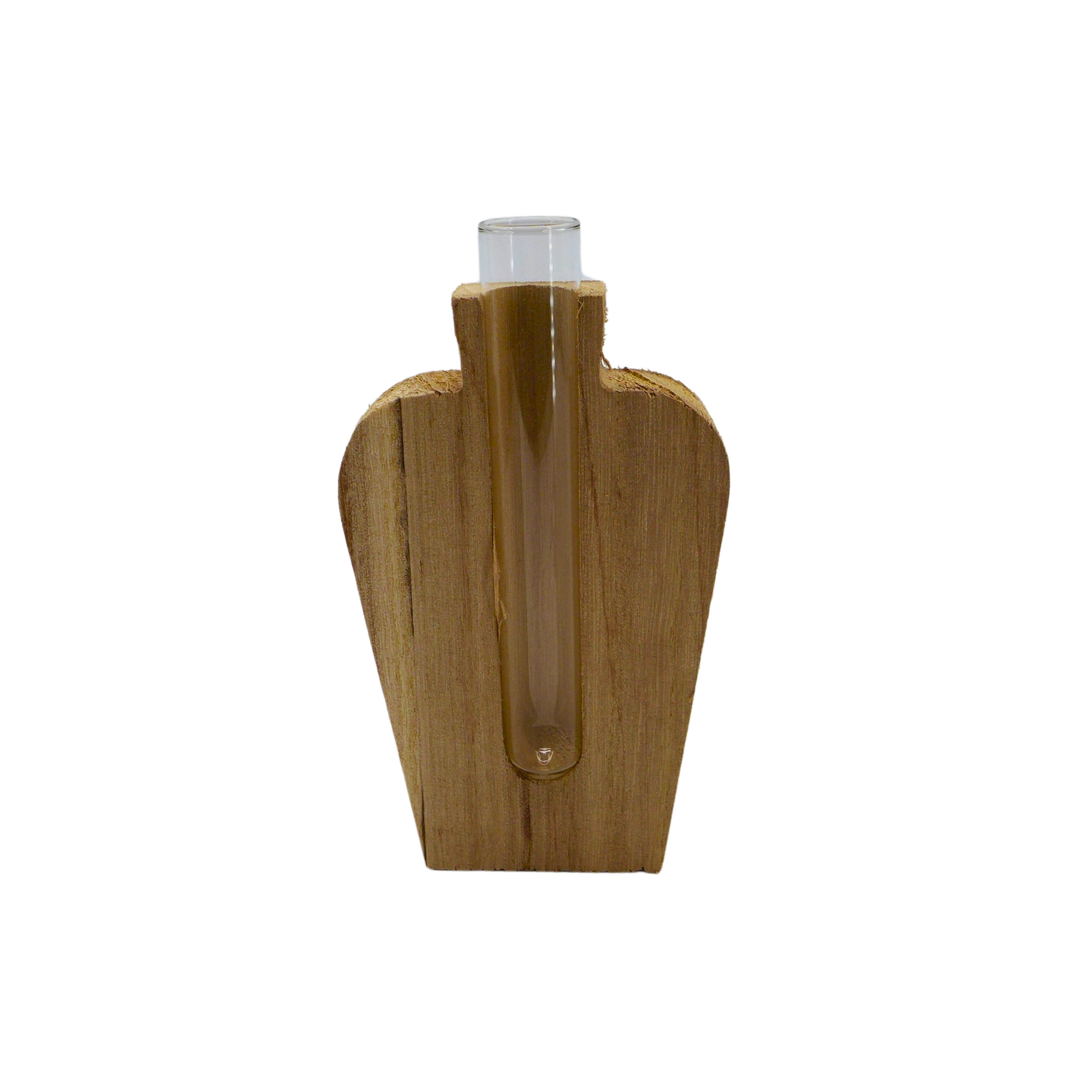 Vase bois + tube verre