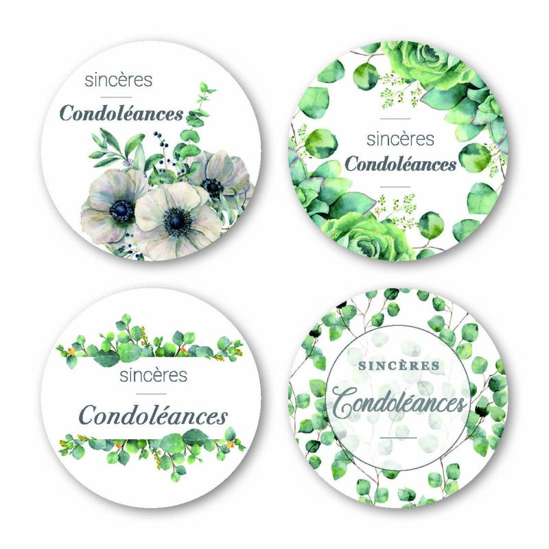 Rouleau étiquettes adhésives - Sincères Condoléances