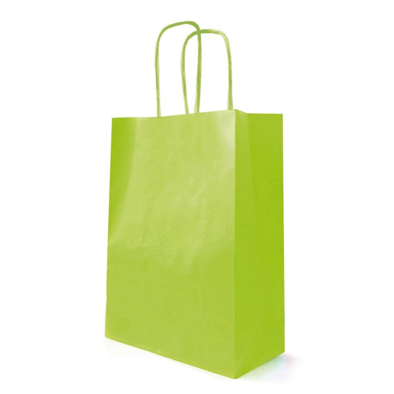 Sac kraft poignées torsadées anis