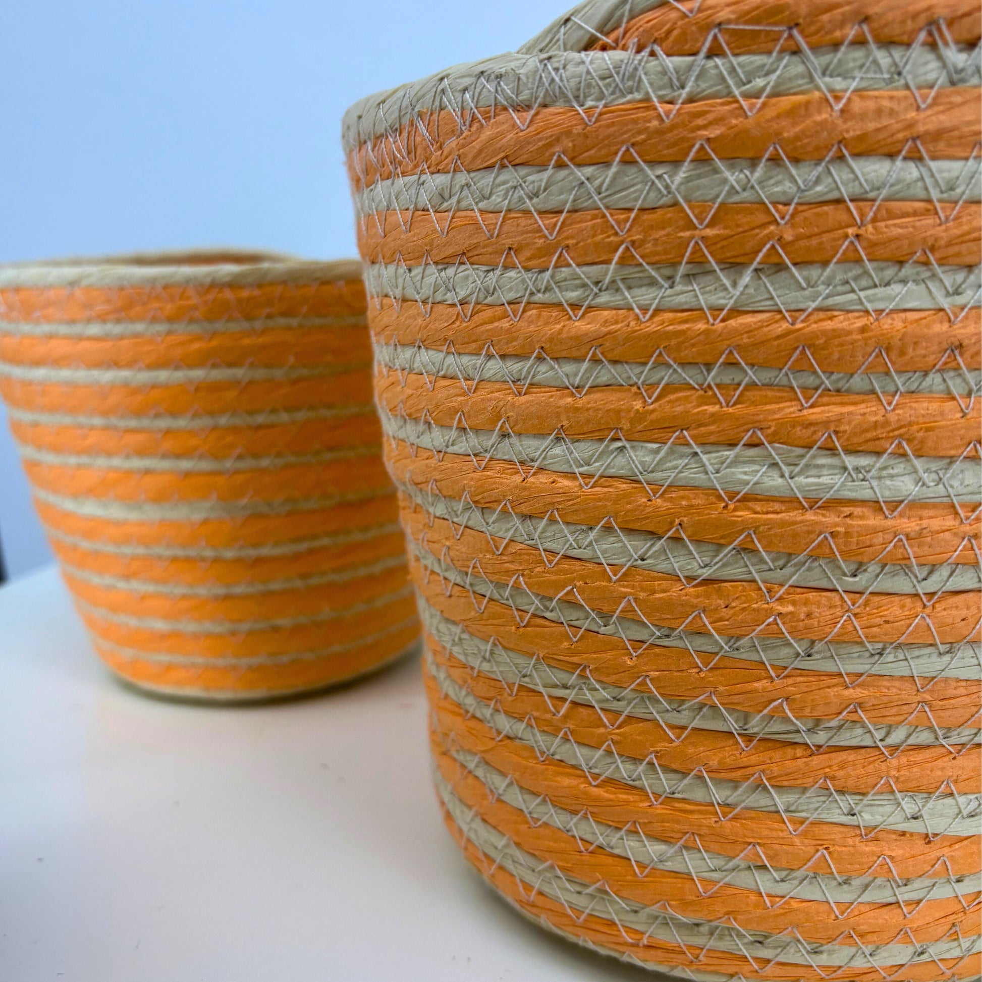Cache-pots en Corde Orange/Saumon