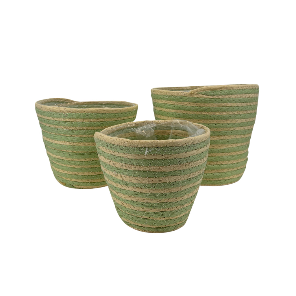 Cache-pots en Corde Vert/Anis