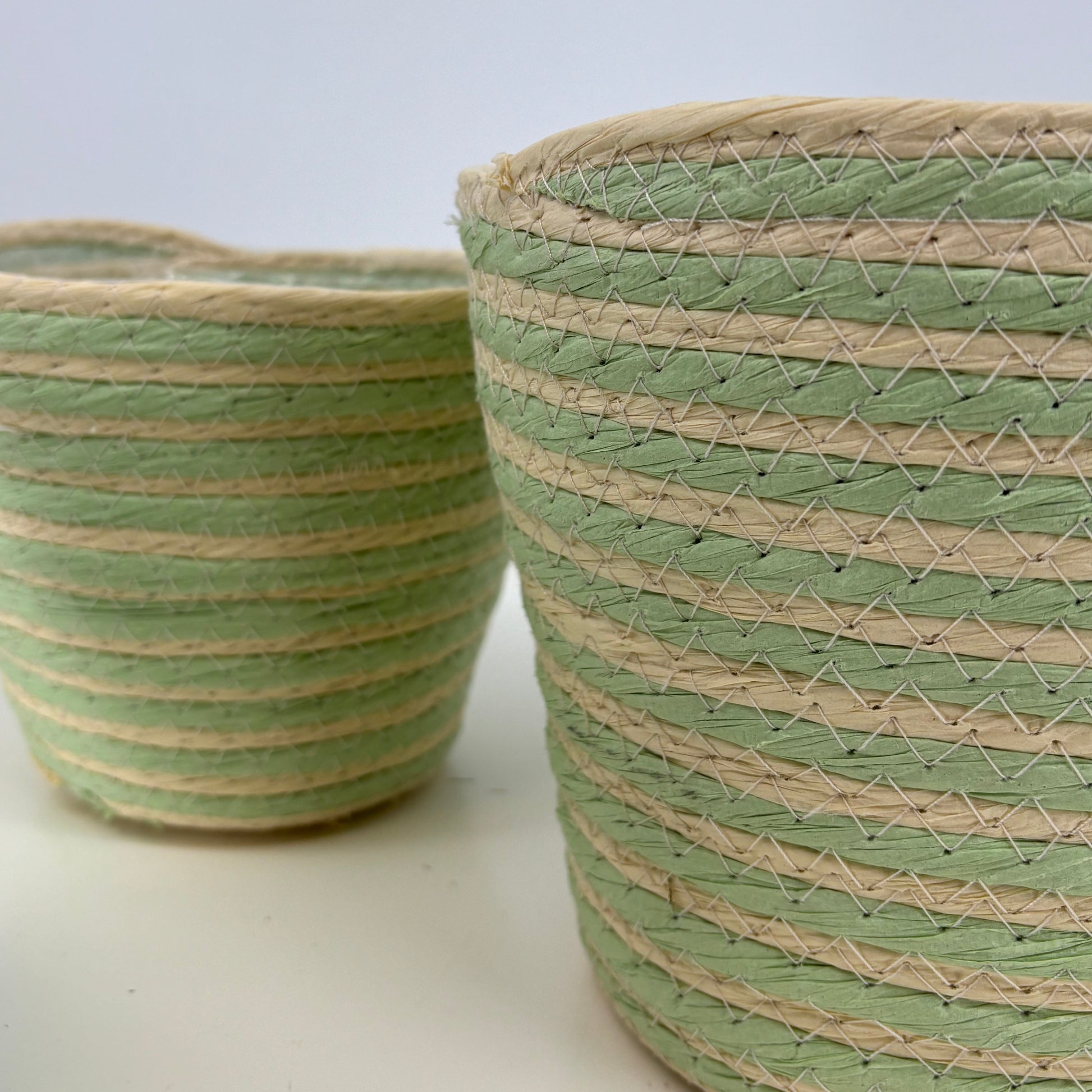 Cache-pots en Corde Vert/Anis