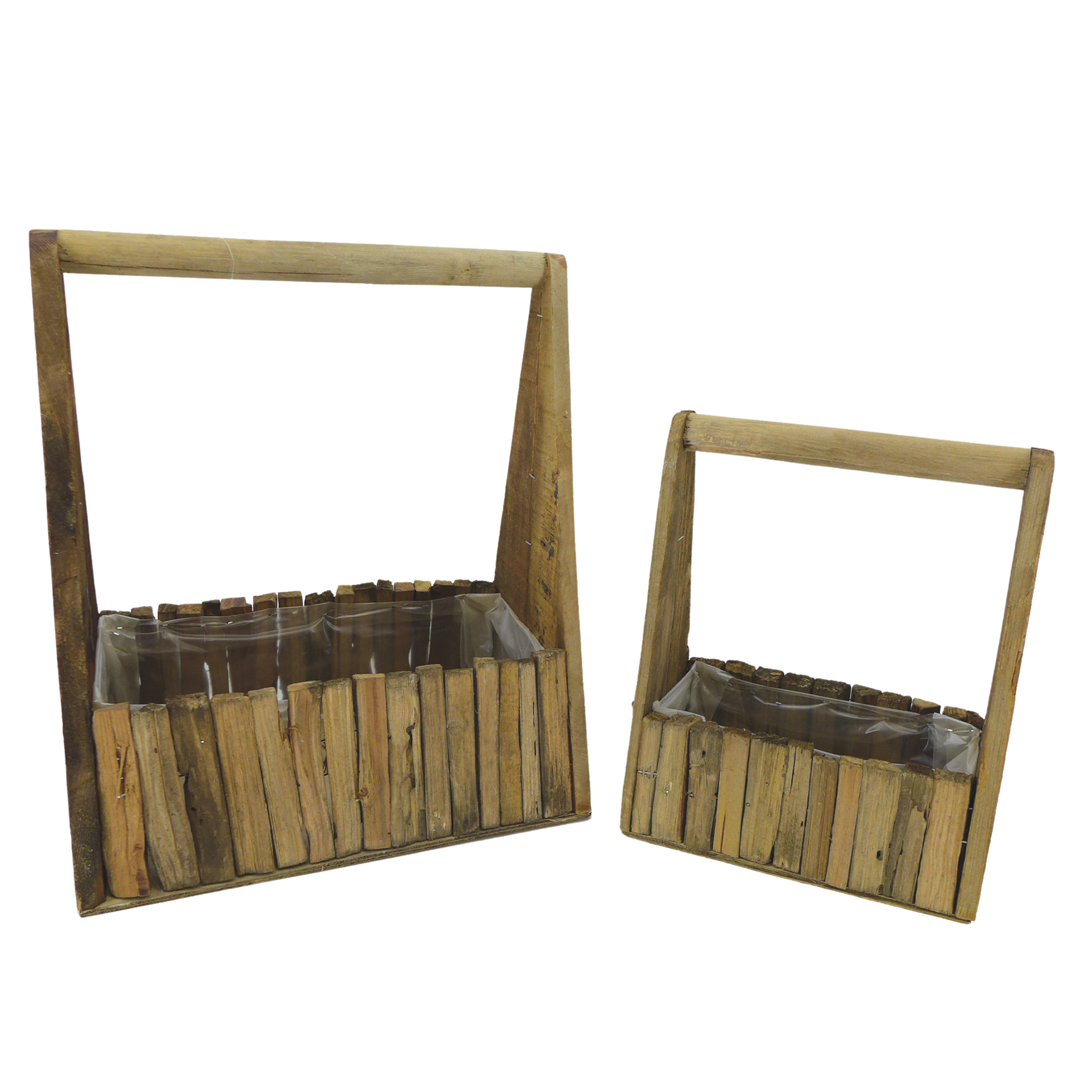 Jardinière en bois naturel avec anses