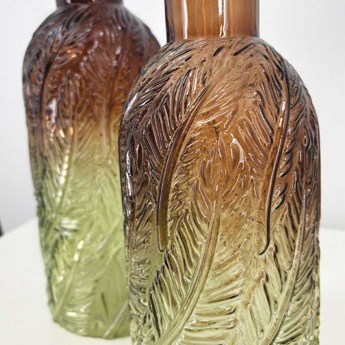 Bouteille en Verre Marron et Vert