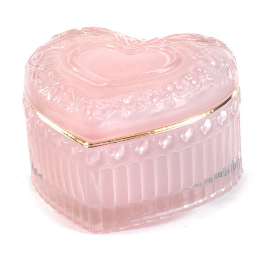 Boîte en verre cœur rose