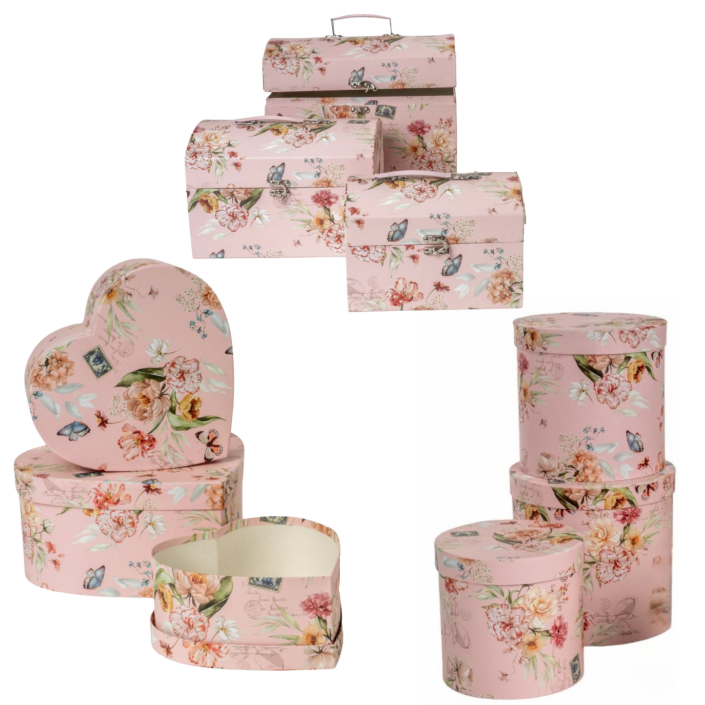 Assortiment de Boites Florales Rose